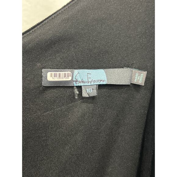 Eva Franco Sz 10 Black Velvet Pearl Embellished Wide Leg V-Neck Party Jumpsuit - Picture 6 of 6